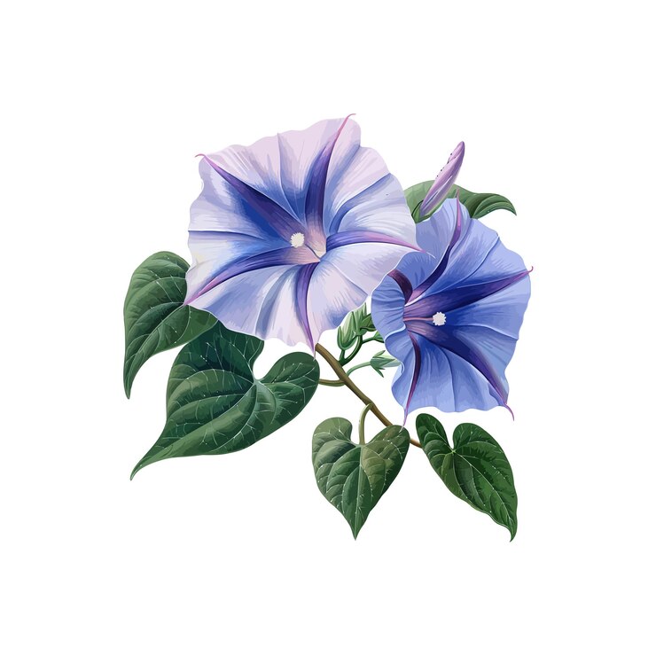 Vector ilustración en acuarela de las flores blue morning glory diseño de ilustraciones vectoriales