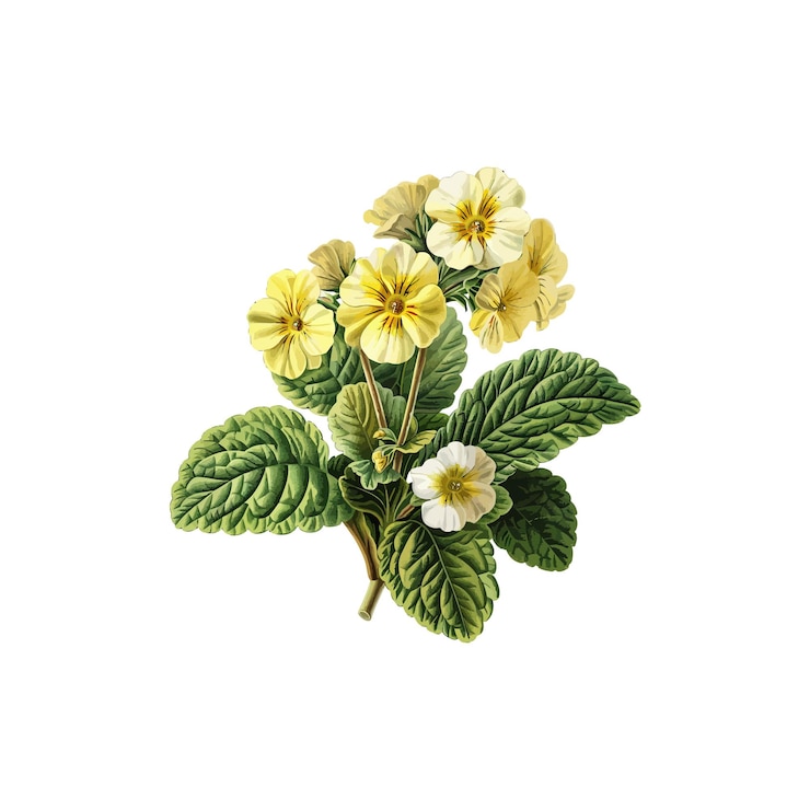 Vector ilustración en acuarela de las flores de la prímula amarilla diseño de ilustraciones vectoriales