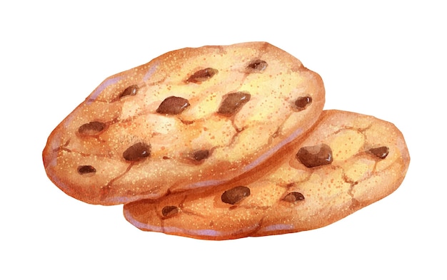 Ilustración acuarela de galletas con chispas de chocolate