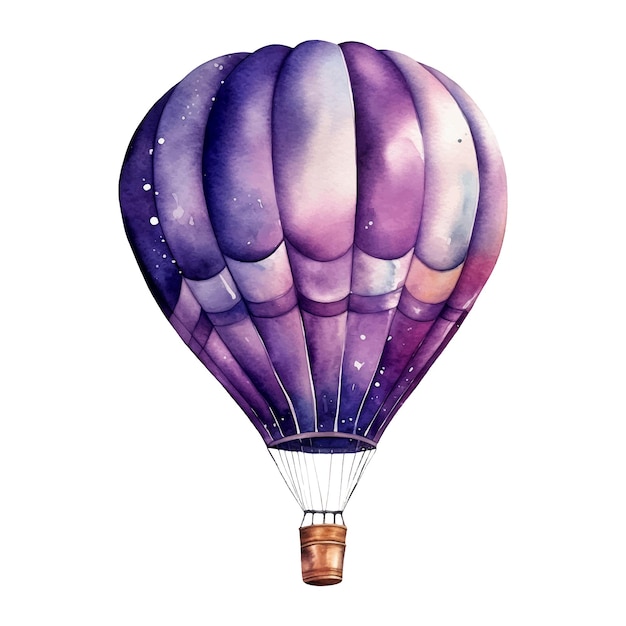 Vector ilustración en acuarela de un globo aerostático púrpura ilustración ai