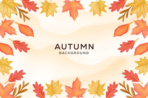 Ilustración acuarela hojas de otoño de fondo