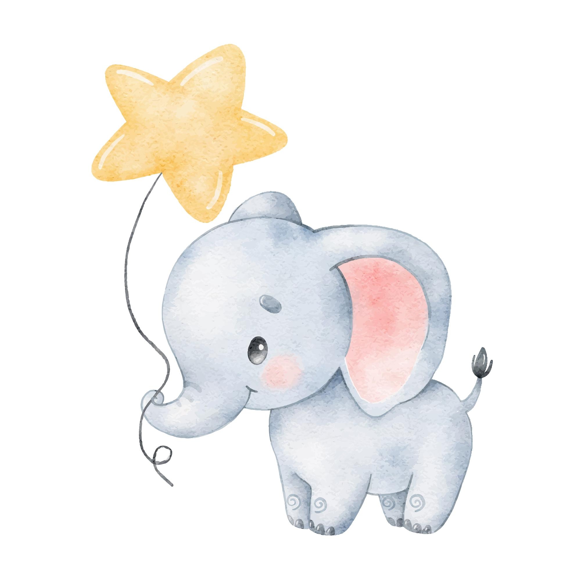 Ilustración acuarela de un lindo elefante de dibujos animados lindos  animales tropicales | Vector Premium