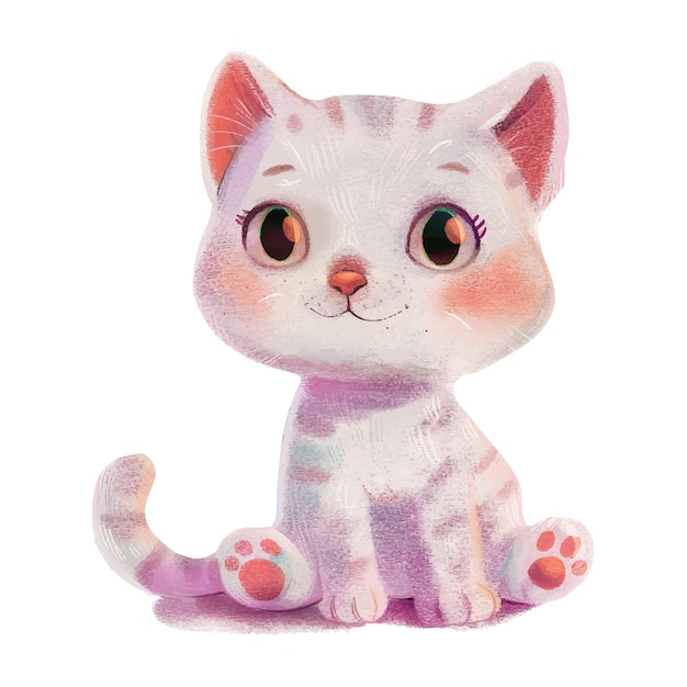 Ilustración de acuarela de un lindo gato sentado 13