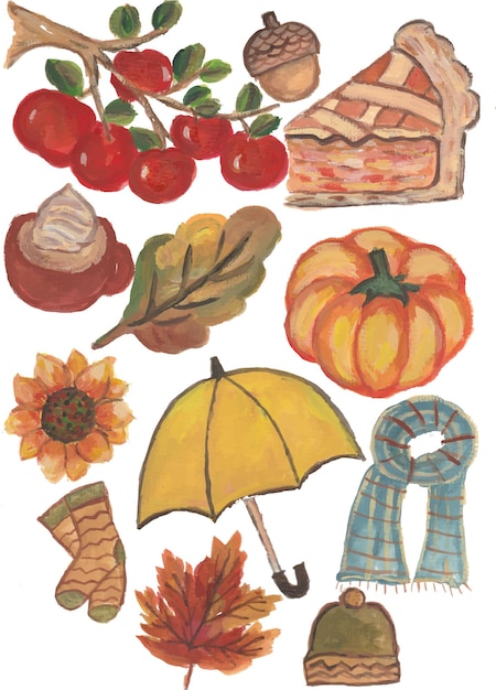 Ilustración de acuarela de otoño vector de clipart