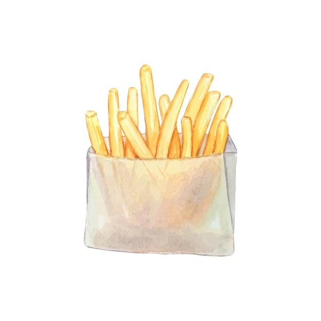 Ilustración acuarela de papas fritas