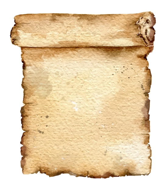 Ilustración de acuarela en papel antiguo Ilustración dibujada a mano en pergamino vintage Carta antigua