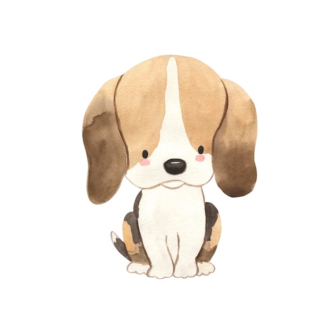 Ilustración de acuarela de perro Beagle para niños