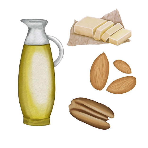 Ilustración acuarela de productos clipart de comida pastel