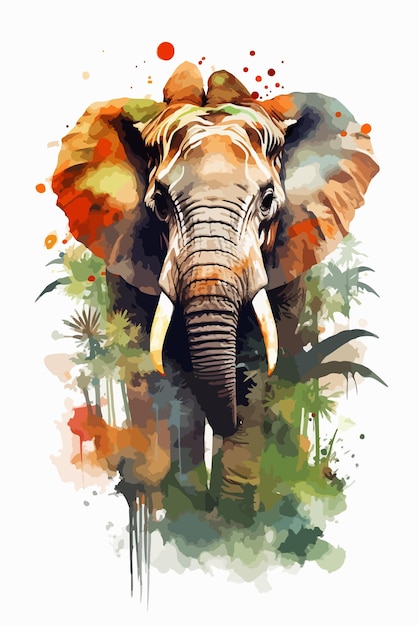 Ilustración acuarela Safari Animal arte digital aislado