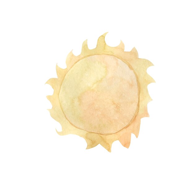 Ilustración de acuarela de sol para niños