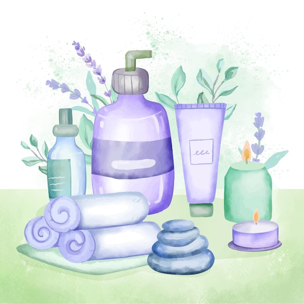 Ilustración acuarela del spa