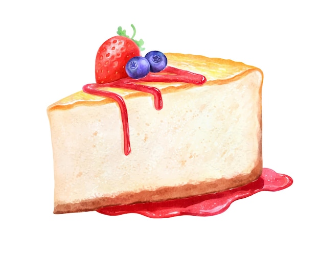 Ilustración acuarela de tarta de queso