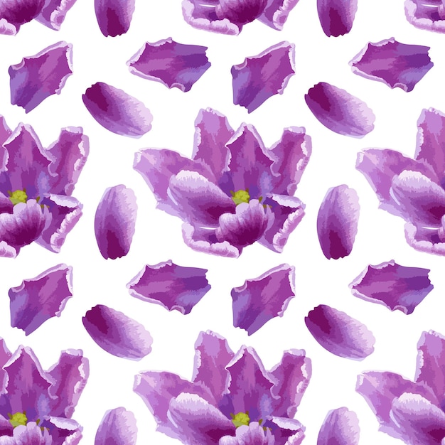 Vector ilustración acuarela de vector de patrones sin fisuras con flores de amarilis
