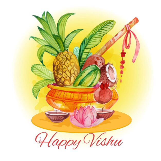 Ilustración de acuarela vishu