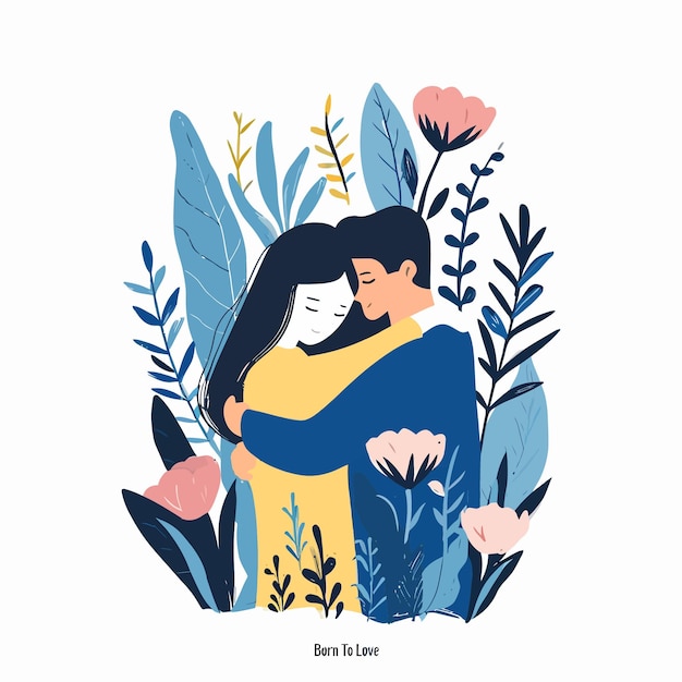 Ilustración adhesiva de una pareja besándose diseño gráfico del día de San Valentín