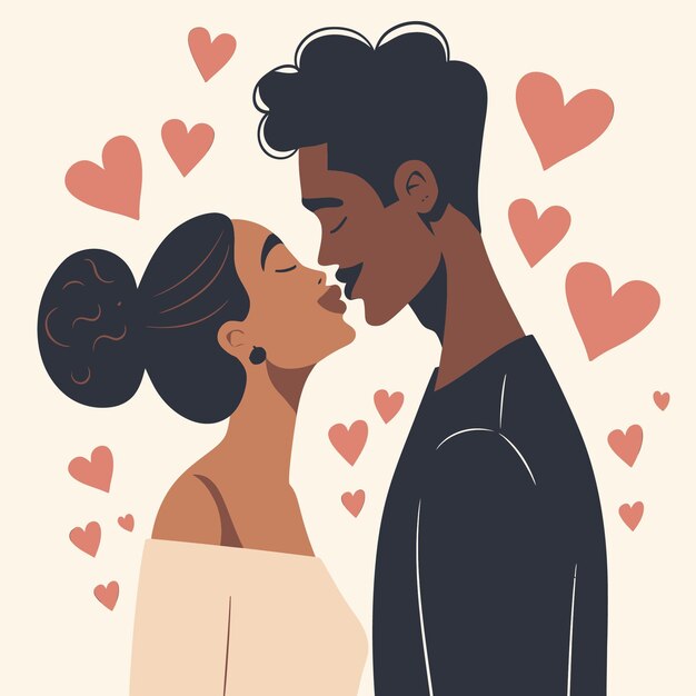 Ilustración adhesiva de una pareja besándose diseño gráfico del día de San Valentín