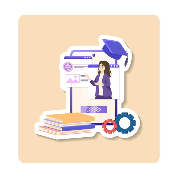 Ilustración de adhesivo de aprendizaje móvil concepto de móvil
