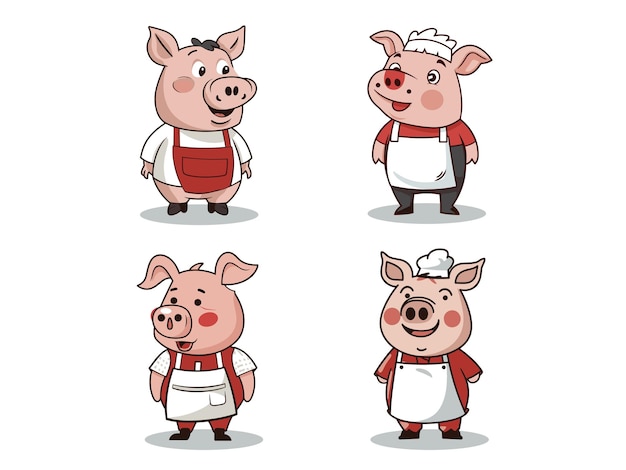 Ilustración del adorable cerdo de dibujos animados