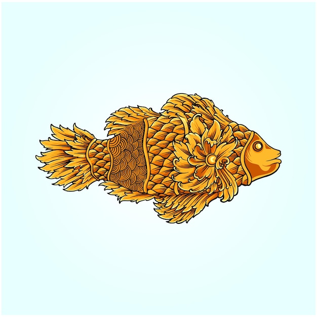 Vector ilustración de adorno de pescado clásico de lujo