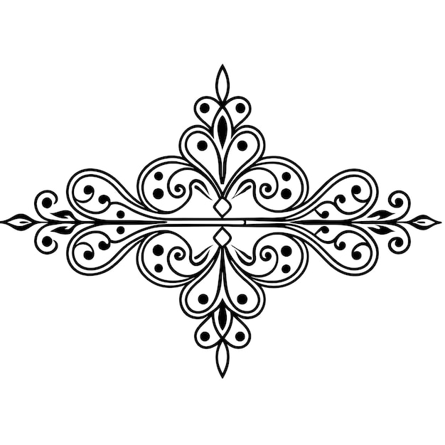 Ilustración de adornos florales abstractos en blanco y negro