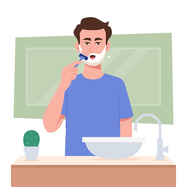 Ilustración de afeitado de hombre dibujado a mano