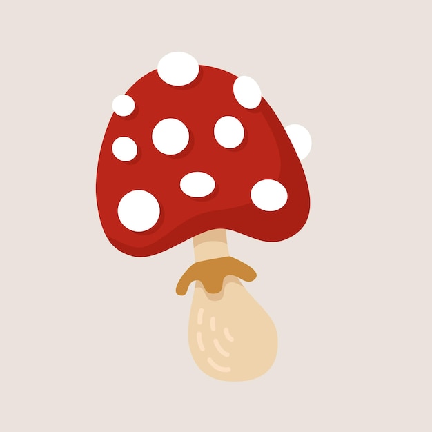 Ilustración de agárico de mosca en una ilustración vectorial de estilo plano de dibujos animados