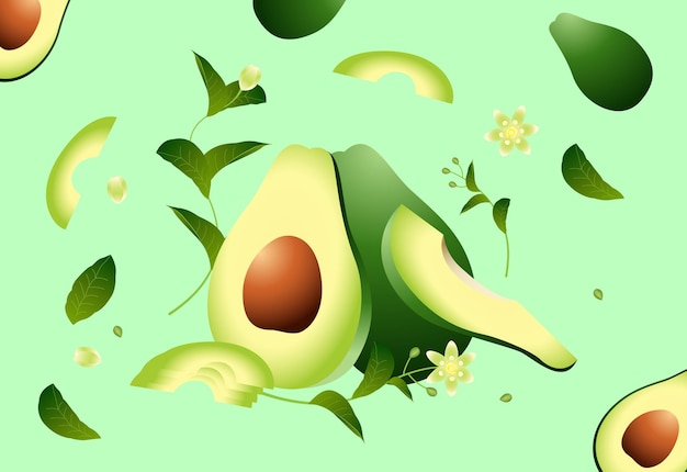 Ilustración de aguacate para el diseño de fondo