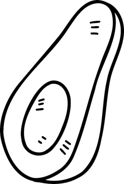Ilustración de aguacate en rodajas dibujado a mano