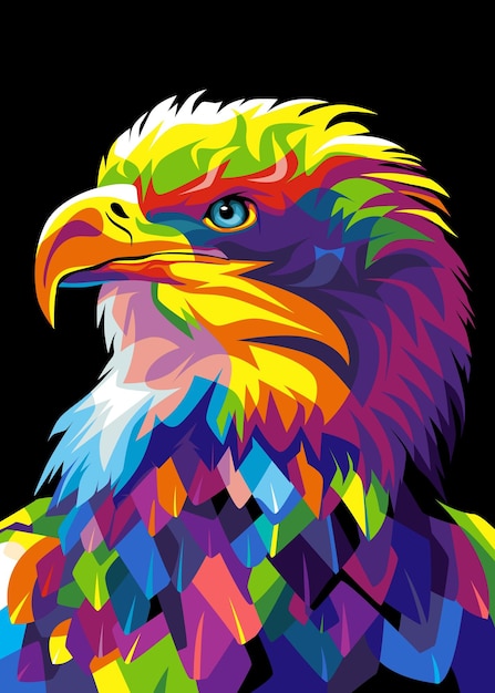 Ilustración de águila colorida en estilo wpap pop art
