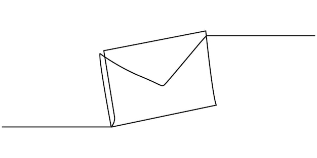 Ilustración de ahogamiento de carta de sobre de correo de una línea continua Carta gráfica de publicación de arte de boceto de correo electrónico