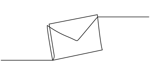 Ilustración de ahogamiento de la carta de sobre de correo de una línea continua Mail sketch art post carta gráfica