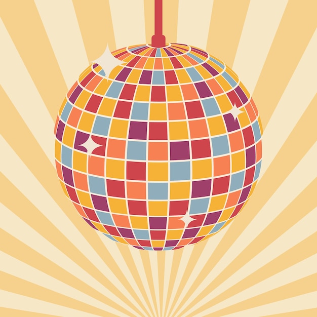 Vector ilustración aislada de bola de discoteca diseño de espejo brillante de una bola de oro para una discoteca de baile