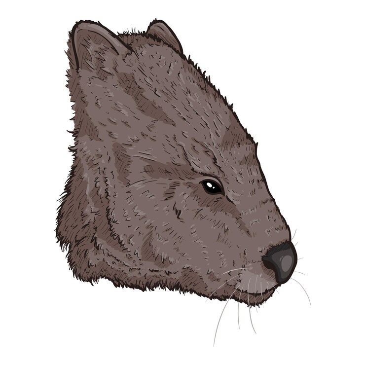 Vector ilustración aislada de la cabeza del wombat de dibujos animados