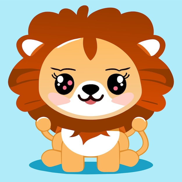 Vector ilustración aislada del concepto del icono de la etiqueta engomada de la historieta dibujada mano linda de la mascota del león