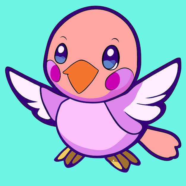 Ilustración aislada del concepto de icono de pegatina de dibujos animados dibujados a mano de pájaro lindo