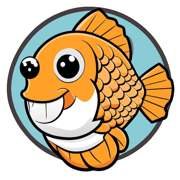 Vector ilustración aislada del concepto de icono de pegatina de dibujos animados dibujados a mano de pescado