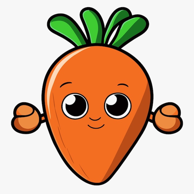 Ilustración aislada del concepto de icono de pegatina de dibujos animados dibujados a mano de zanahoria