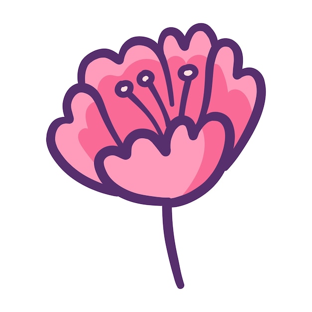 Ilustración aislada de flores de la naturaleza sobre un fondo blanco