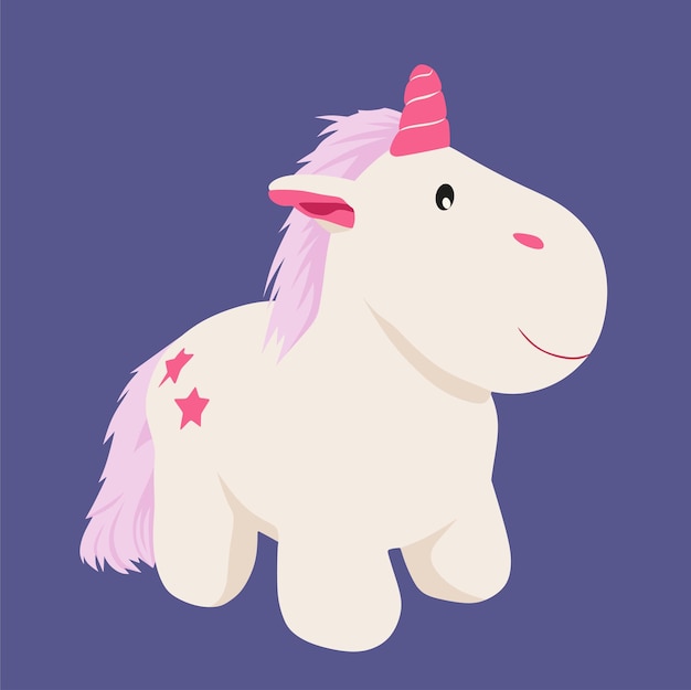 Ilustración aislada de un lindo juguete de peluche de unicornio para niñas