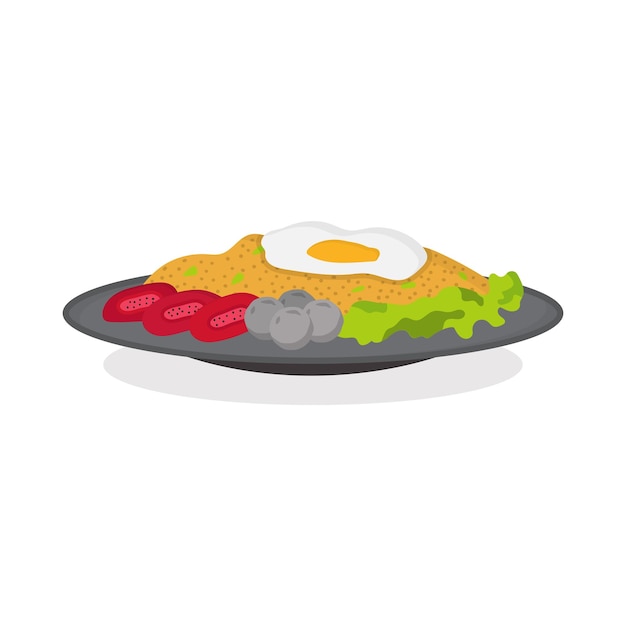 Ilustración aislada de Nasi Goreng Bakso: comida asiática popular, especialmente en Indonesia