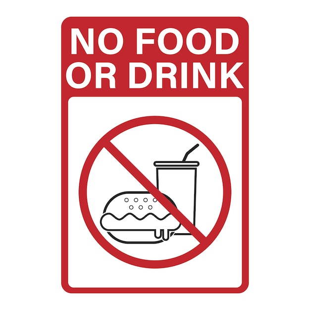 Vector ilustración aislada de no llevar comida y bebida dentro no se permite comida alrededor de un círculo blanco