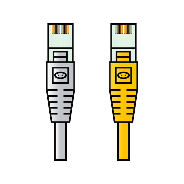 Ilustración aislada plana del diseño del icono vectorial del cable Ethernet