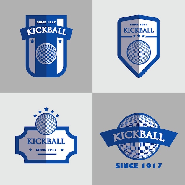 Ilustración aislada plana de vectores de diseño de insignias de kickball