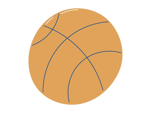 Ilustración aislada plana vectorial de una pelota de baloncesto naranja genial para materiales educativos para niños