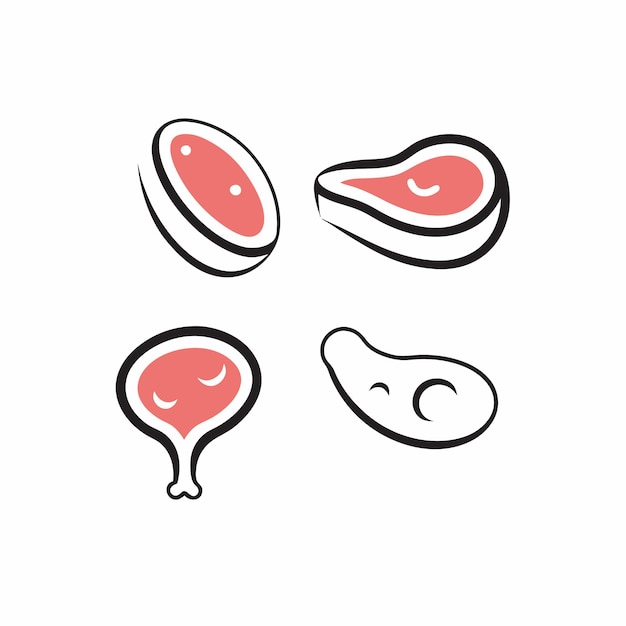 Ilustración aislada de la plantilla de diseño del icono de carne