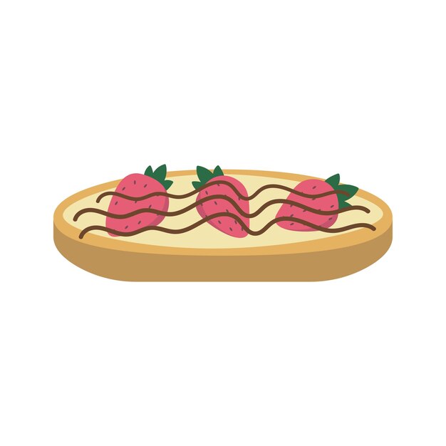 Ilustración aislada de sándwich de fresa de vector de comida dulce