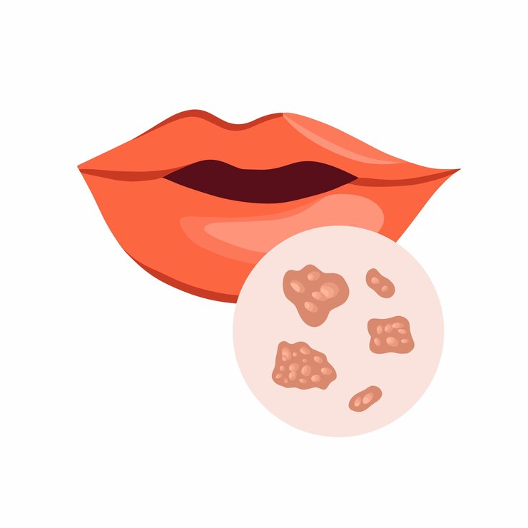 Vector ilustración aislada del vector del herpes en los labios infección con el virus del herpes