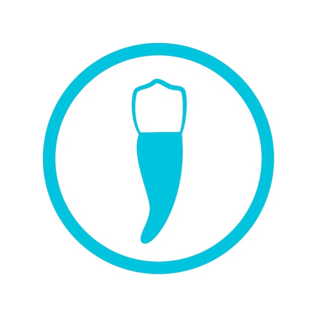 Ilustración aislada del vector del logotipo del diente. Centro médico dental, clínica. Icono plano dentista