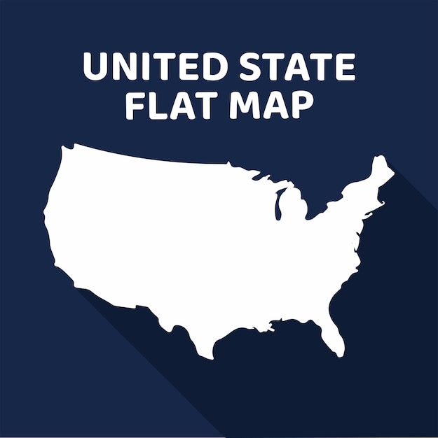 Ilustración aislada del vector del mapa de Estados Unidos fondo azul oscuro con diseño plano de moda ilustración de vector del mapa de Estados Unidos de América del Norte