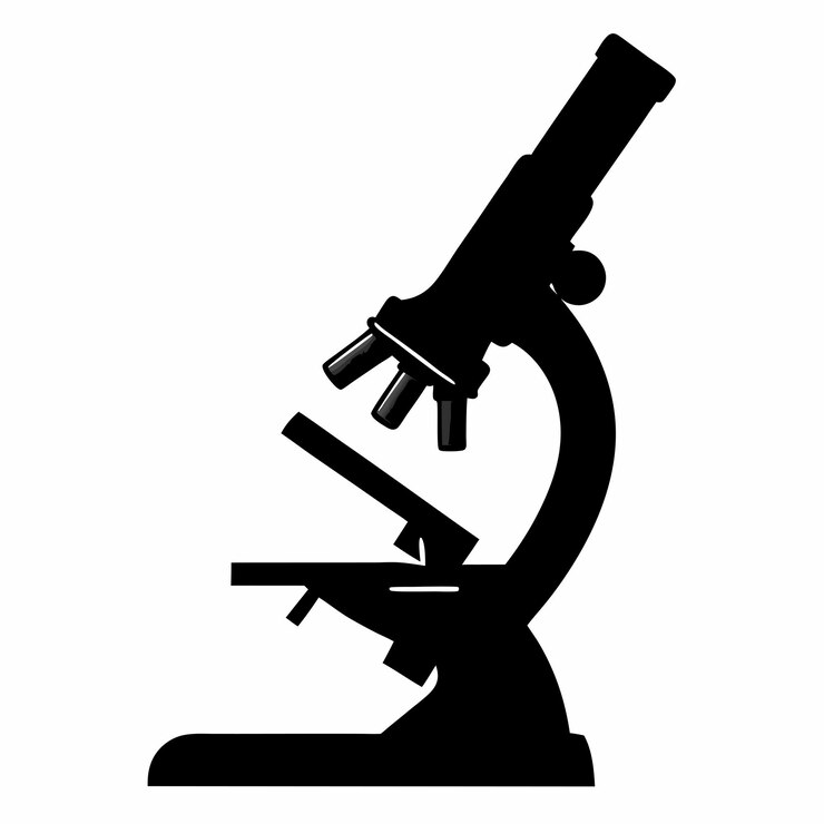 Vector ilustración aislada del vector del microscopio de silueta negra